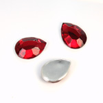 Plastic Flat Back Foiled Rose Cut Rhinestone - Pear 15x11MM RUBY