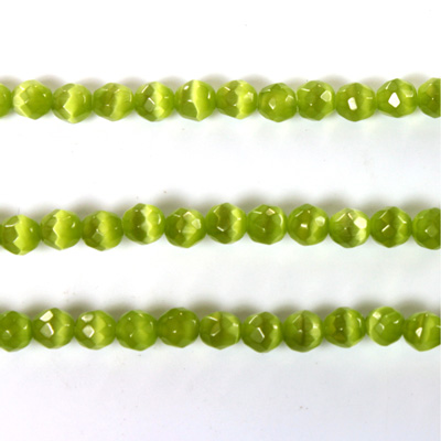 Fiber Optic Synthetic Cat's Eye Bead - Round Faceted 04MM CAT'S EYE OLIVE