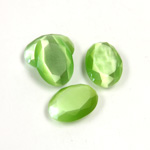 Fiber-Optic Flat Back Stone with Faceted Top and Table - Oval 14x10MM CAT'S EYE LT GREEN
