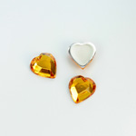 Plastic Flat Back Foiled Rose Cut Rhinestone - Heart 11x10MM TOPAZ