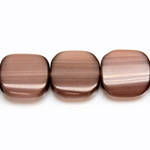 Fiber Optic Synthetic Cat's Eye Bead - Smooth Lentil Square Antique 15MM CAT'S EYE BROWN