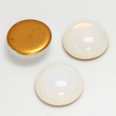 Glass Medium Dome Foiled Cabochon - Round 18MM WHITE OPAL