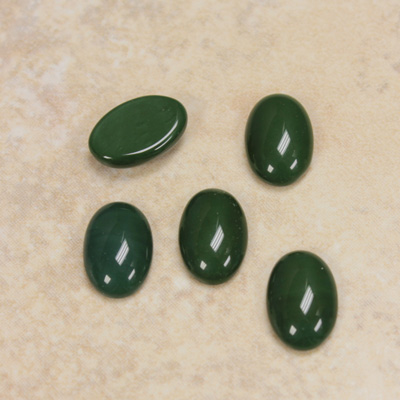 Glass Medium Dome Opaque Cabochon - Oval 12x8MM FOREST GREEN