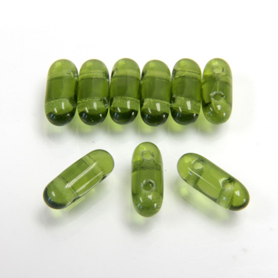 Preciosa Czech Pressed Glass 2-Hole Bead - Twin Roller 09x4MM OLIVINE