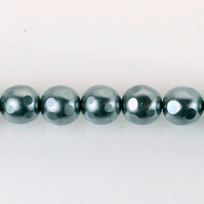 Czech Glass Pearl Bead - Round Faceted Golf 8MM DARK GREY 70445