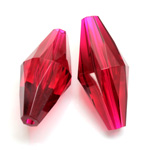 Plastic Bead -  Faceted Elongated Bicone 35x17MM ORIENTAL RUBY