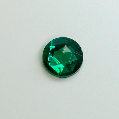 Glass Flat Back Foiled Rauten Rose - Round 13MM EMERALD