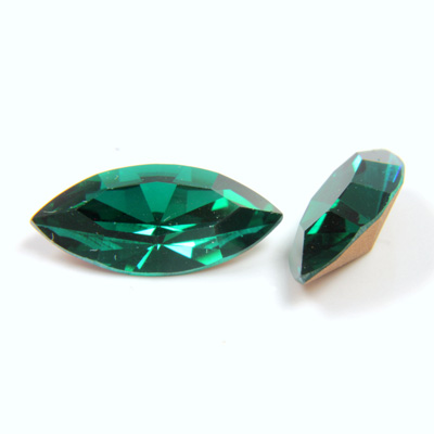 Preciosa Crystal Point Back Fancy Stone - Navette 15x7MM EMERALD