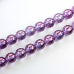 Czech Pressed Glass Bead - Smooth Round 08MM LUMI COATED PURPLE