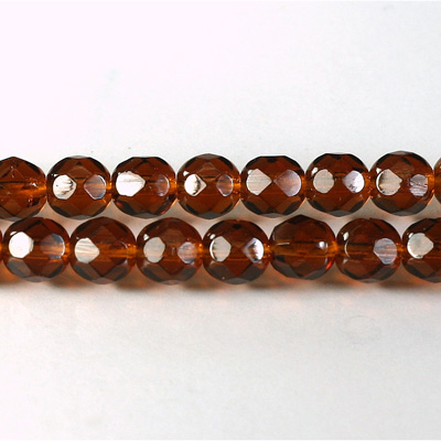 Czech Glass Fire Polish Bead - Round 07MM MADEIRA TOPAZ