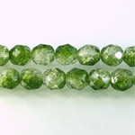 Czech Glass Fire Polish Bead - Round 08MM CRASHED GREEN