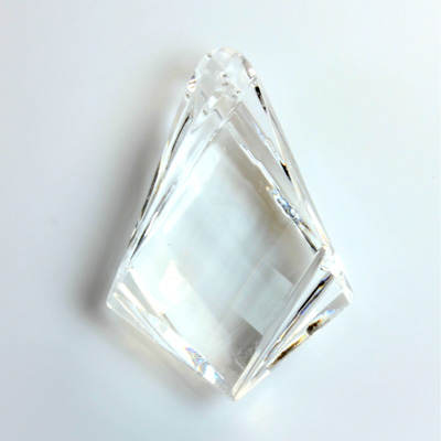 Plastic Pendant -Transparent Faceted Kite 40x22MM CRYSTAL