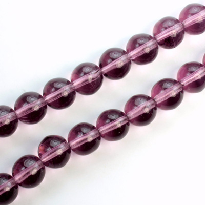Czech Pressed Glass Bead - Smooth Round 08MM AMETHYST