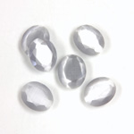 Fiber-Optic Flat Back Stone with Faceted Top and Table - Oval 10x8MM CAT'S EYE LT GREY