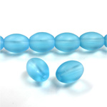 Glass Pressed Bead - Smooth Oval 11x7MM Matte AQUA