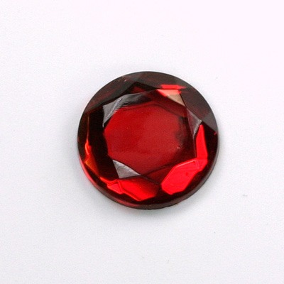 Glass Flat Back Rose Cut Fancy Foiled Stone - Round 18MM RUBY