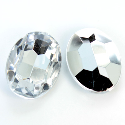 Plastic Point Back Foiled Stone - Oval 30x21MM CRYSTAL