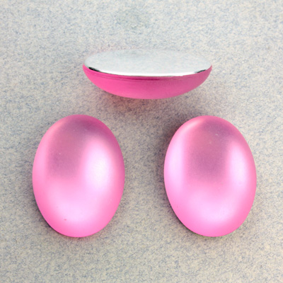 Plastic Flat Back Foiled Cabochon - Oval 25x18MM MATTE ROSE