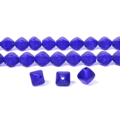 Czech Pressed Glass Bead - Smooth Bicone 06MM MATTE COBALT