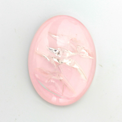 Plastic Flat Back Cabochon - Cracked Effect Oval 40x30MM PINK