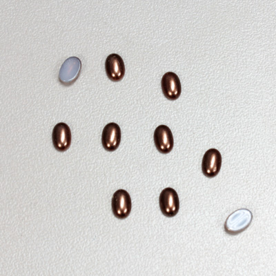 Glass Medium Dome Cabochon Pearl Spray Finish - Oval 06x4MM DARK BROWN