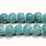 Glass Lampwork Bead - Smooth Round 12MM MATTE BLUE MATRIX