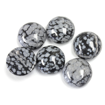 Gemstone Cabochon - Round 12MM SNOWFLAKE OBSIDIAN