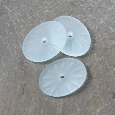 Glass Flat Back Sunray Engraved Cabochon - Oval 20x15MM MATTE AQUA