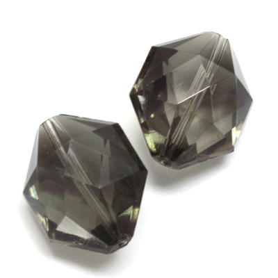 Plastic Bead - Faceted Hexagon 25x20MM BLACK DIAMOND