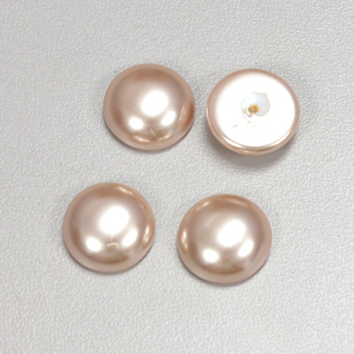 Glass Medium Dome Pearl Dipped Cabochon - Round 14MM DARK ROSE