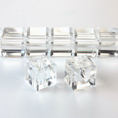 Chinese Cut Crystal Bead 30 Facet - Cube 06x6MM CRYSTAL