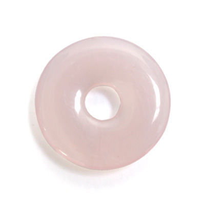 Plastic  Bead - Mixed Color Smooth Round Donut 30MM ROSE QUARTZ