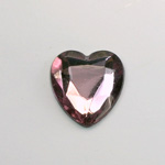 Glass Flat Back Rose Cut Fancy Foiled Stone  - Heart 18x16MM LT AMETHYST