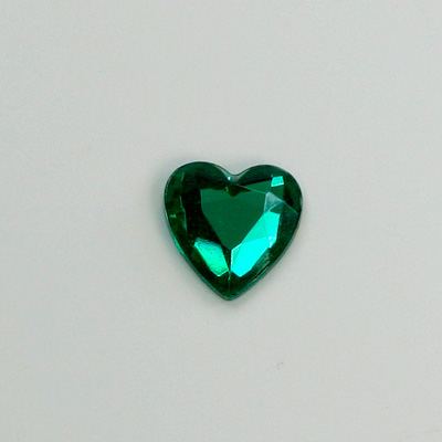 Glass Flat Back Rose Cut Fancy Foiled Stone  - Heart 12x11MM EMERALD