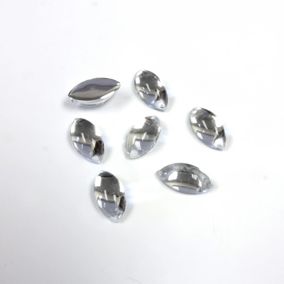 Plastic Flat Back Foiled Cabochon - Navette 10x5MM CRYSTAL