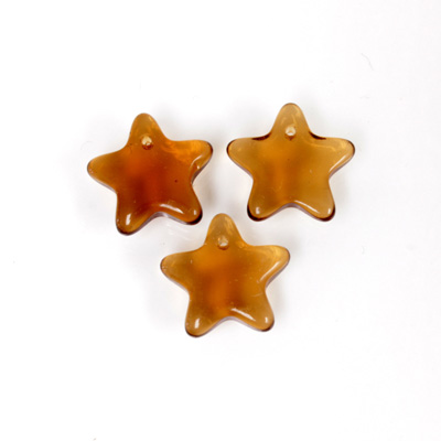 German Pressed Glass Pendant - Smooth Star 11MM SMOKE TOPAZ