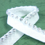 Plastic Rhinestone Banding 1 Row with Bias Tape One Side PP26 CRYSTAL-ALABASTER