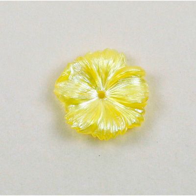 German Plastic Flower with Center Hole - Round 18MM PEARL YELLOW