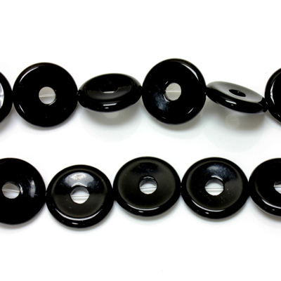 Gemstone Bead - Donut Side Drilled 20MM BLACK ONYX