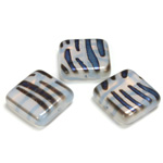 Czech Pressed Glass Bead - Smooth Flat Square 18x18MM PATTERN on WHITE OPAL
