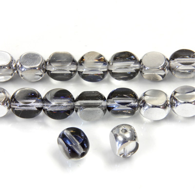 Czech Glass Fire Polish Bead 4 Cut Window 08x6MM CRYSTAL HELIO BLUE