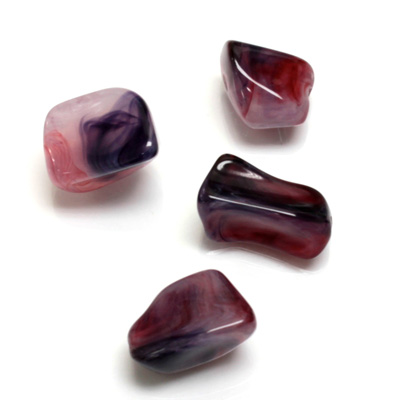 Plastic  Bead - Mixed Color Smooth Nugget Mixed AMETHYST AGATE