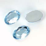 Plastic Flat Back Foiled Rose Cut Rhinestone - Oval 18x13MM LT SAPPHIRE