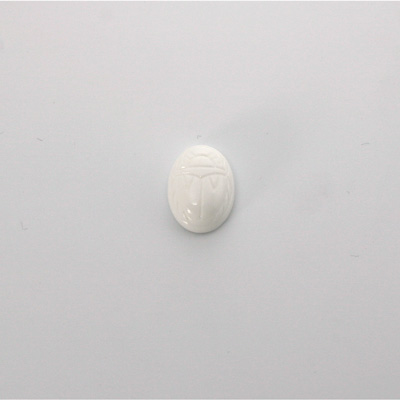 German Plastic Flat Back Scarab - Oval 08x6MM WHITE