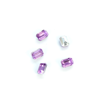 Plastic Point Back Foiled Stone - Cushion Octagon 06x4MM LT AMETHYST