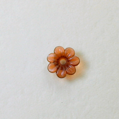 Plastic Flower with Center Hole - Round 10MM MATTE SMOKE TOPAZ