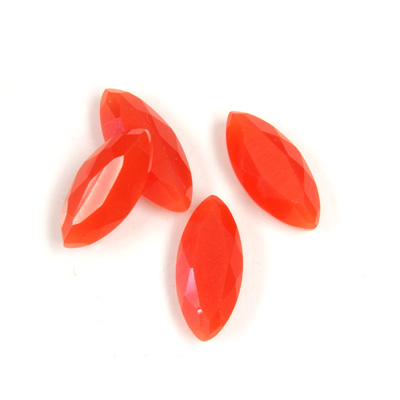 Fiber-Optic Flat Back Stone with Faceted Top and Table - Navette 15x7MM CAT'S EYE ORANGE