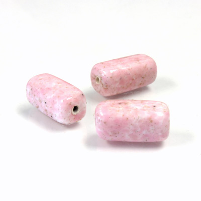 Czech Glass Lampwork Bead - Rectangle 13x7MM PINK MATRIX