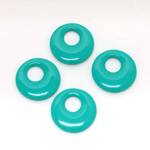 Plastic Pendant - Opaque Color Smooth Round Creole 17MM BRIGHT GREEN TURQUOISE