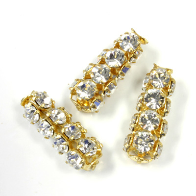 Preciosa Rhinestone Rondelle Crystal Tubes 20x7MM CRYSTAL/RAW